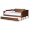 Baxton Studio Alya Classic Farmhouse Walnut Brown Finished Wood Full Size Daybed with Roll-Out Trundle Bed 182-11173-10833-Zoro - alternate 2